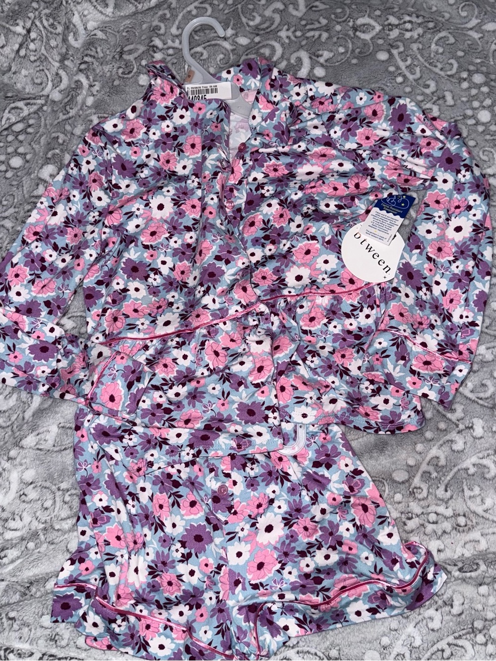 NWT Btween Girls Floral 2 Piece Pajama Shorts Set Size 12